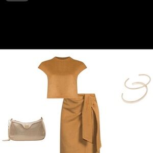 ANTONIO MELANI Tan Pencil Skirt and  top . One only made in every size . 10